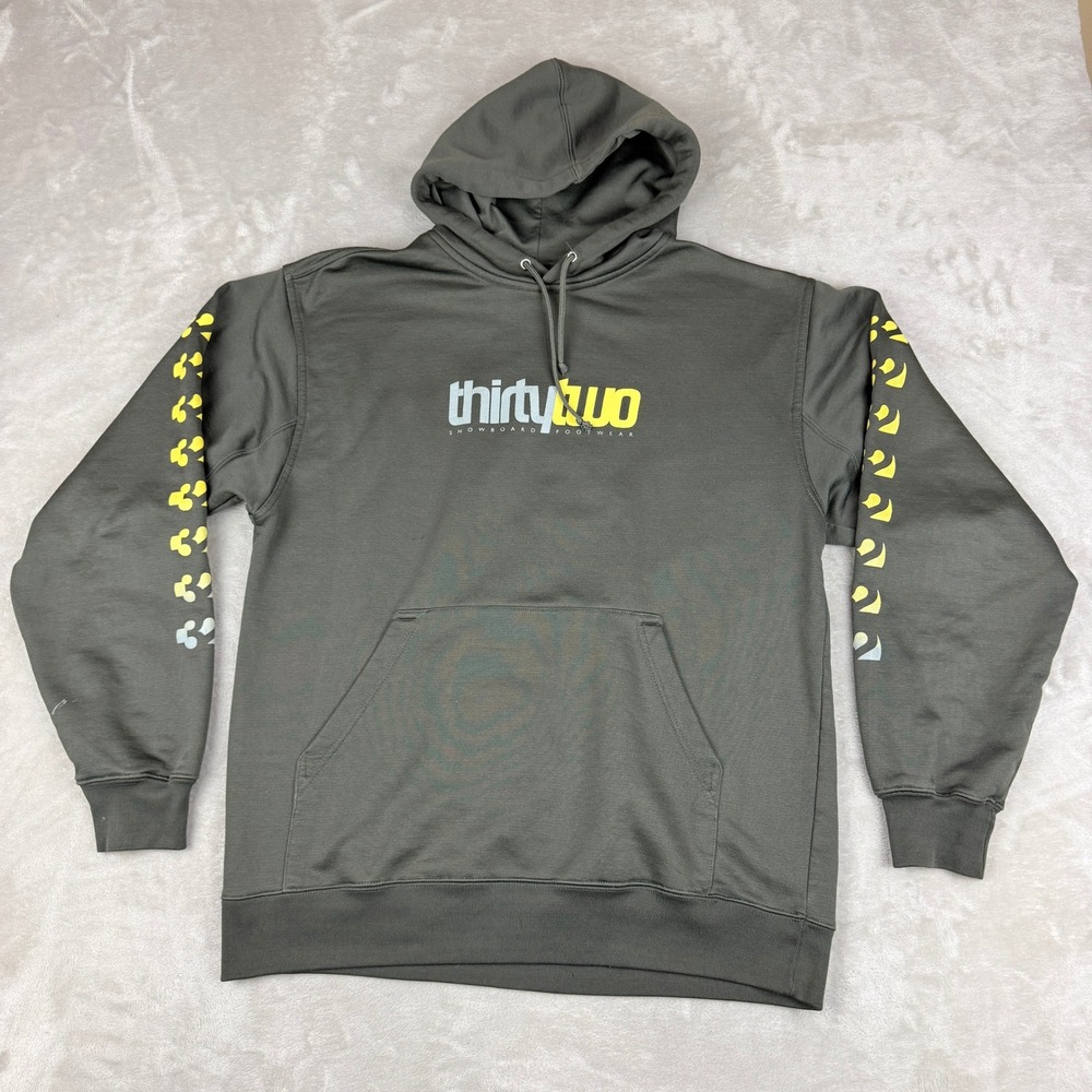 ThirtyTwo Hoodie Men M Dark Gray Snowboard Graphic Sleeves Skate Streetwear Y2K